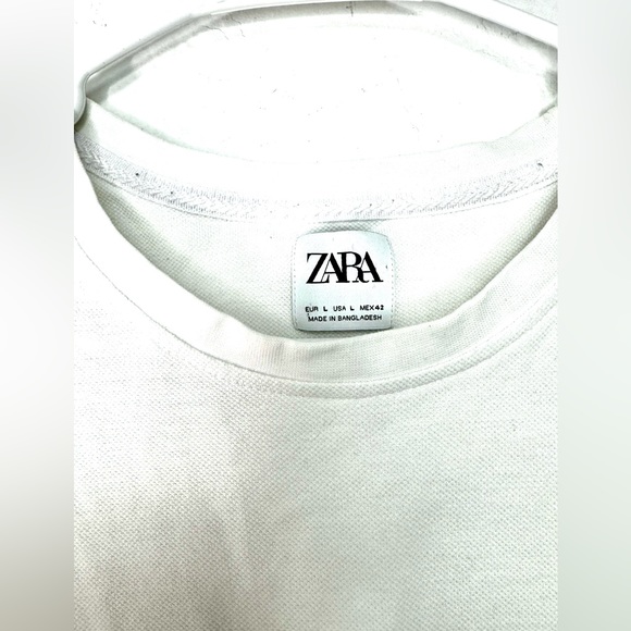 ZARA Men Basic Knit Tee Large L White Tshirt - Picture 6 of 8